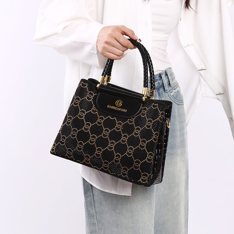 Women’s Luxury 3-Compartment Handbag with Shoulder Strap