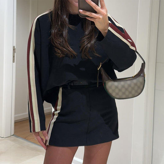 Trendy Long Sleeve Top & Mini Skirt 2-Piece Set