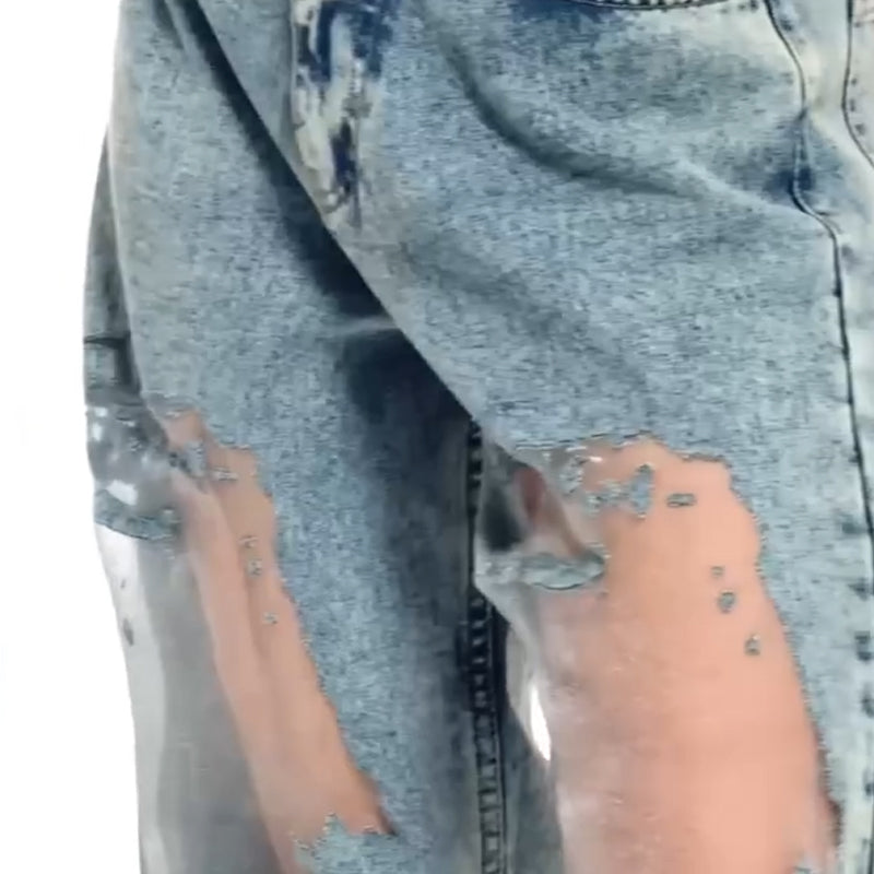 Women's Vintage Mesh Patchwork Printed Jeans