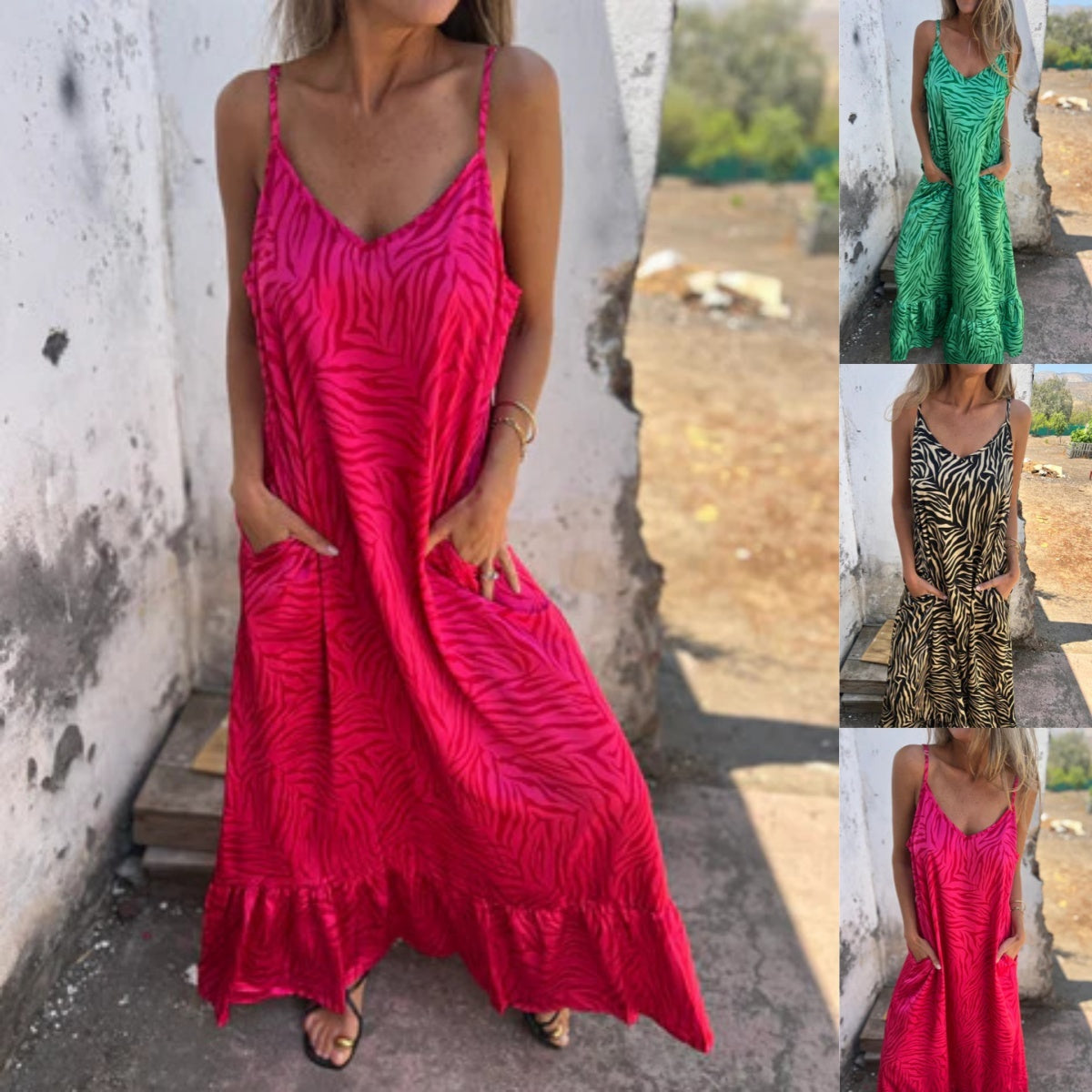 Women's Printed Spaghetti Strap Maxi Dress