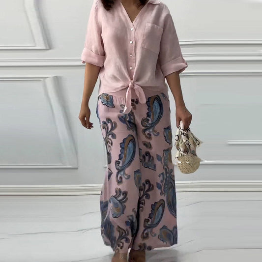 💕Limited Sale 50% OFF💕Women's Fashion Loose Cardigan Shirt & High Waist Pants Two Piece Set