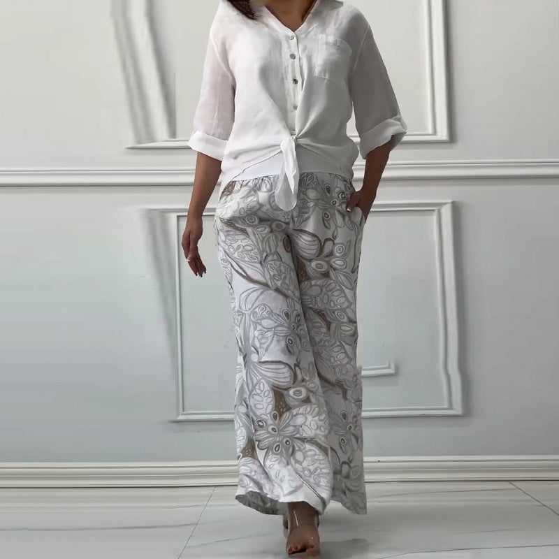 💕Limited Sale 50% OFF💕Women's Fashion Loose Cardigan Shirt & High Waist Pants Two Piece Set