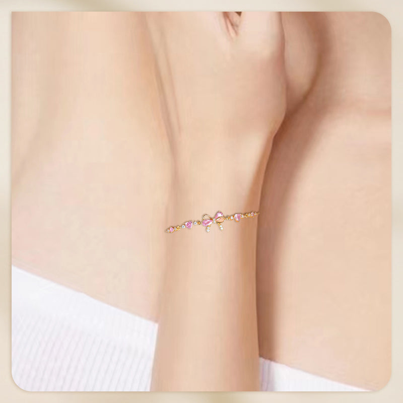 Women’s Delicate Pink Bow Bracelet
