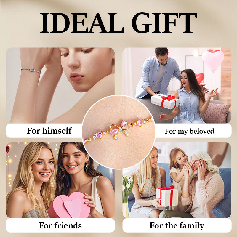 Women’s Delicate Pink Bow Bracelet