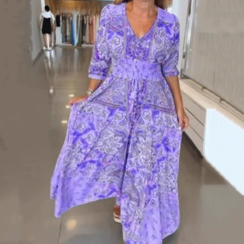 🌸 2026 Spring-Summer Trending | Elegant Floral Maxi Dress | Flow & Feminine Silhouette 💃【-50%】