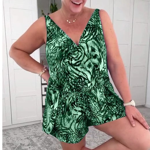 🌸Summer Hot Sale 50%OFF🌸 Sleeveless V-Neck Printed Swimsuit