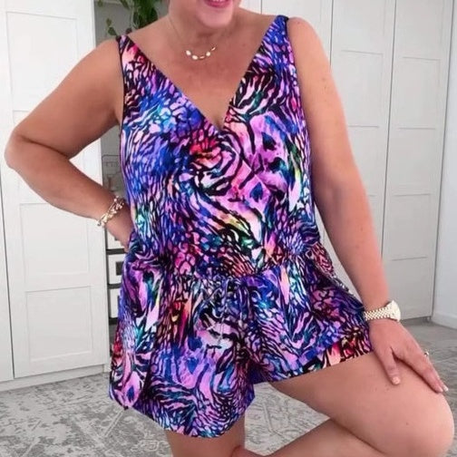 🌸Summer Hot Sale 50%OFF🌸 Sleeveless V-Neck Printed Swimsuit