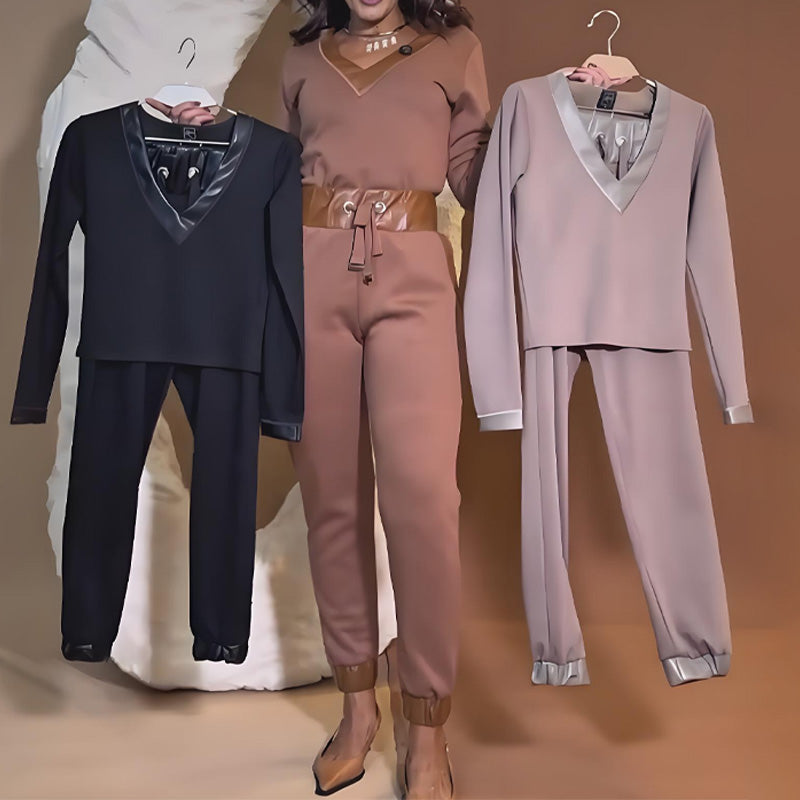 🎉2025 New Products Hot Sale✨Comfortable Stylish Set-V-Neck Top & Drawstring Pants
