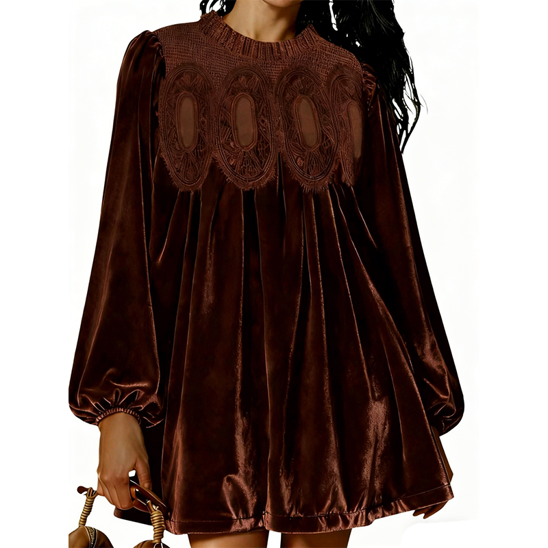 Vintage-Inspired Lace Panel Tunic Dress
