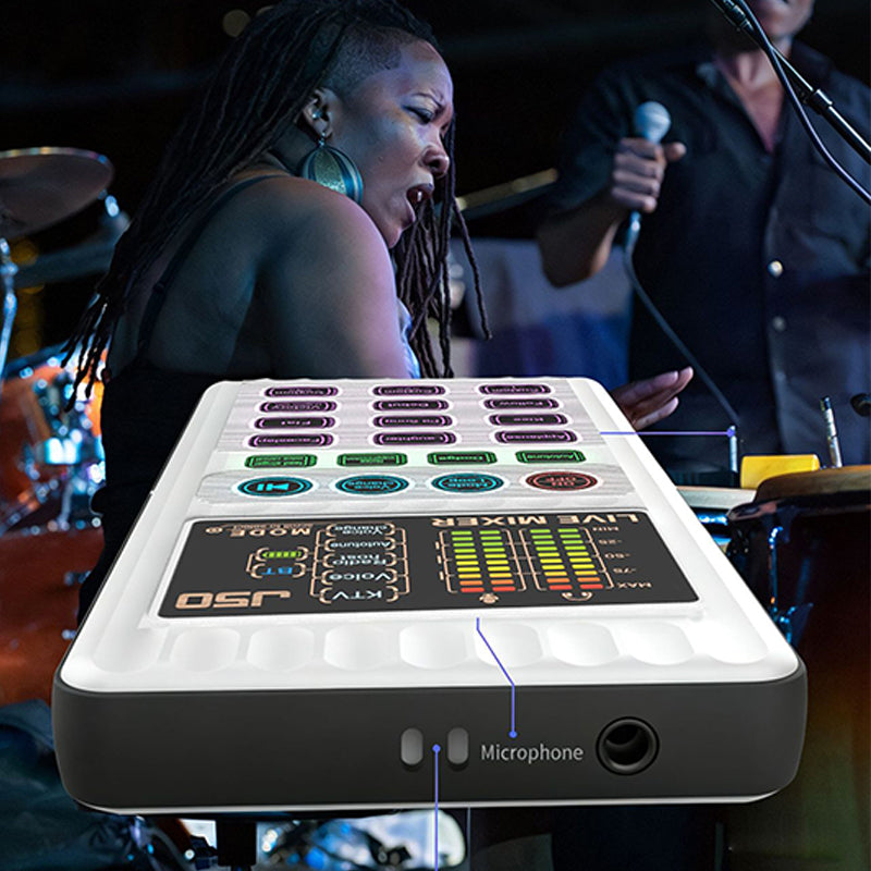🎉 New Year's Gift – 50% OFF!✨🎤 Portable Handheld Live Sound Card (Voice Changer): Multifunctional Effects + Noise Cancellation – Stream from Anywhere!
