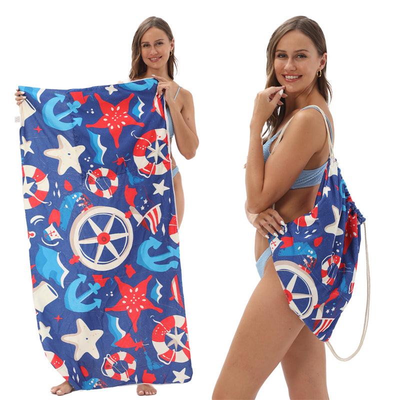2-in-1 Printed Beach Towel Backpack