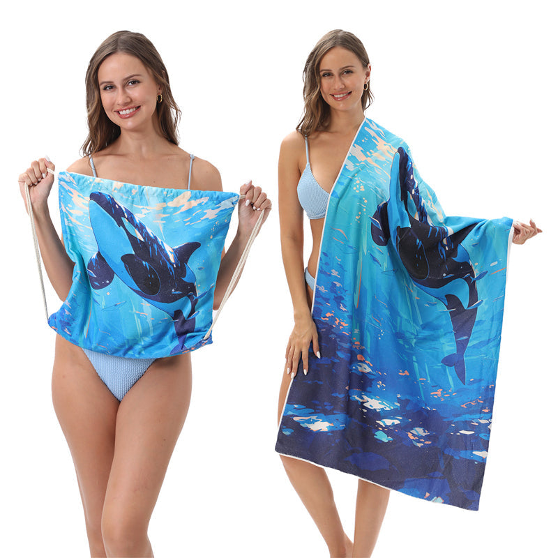 2-in-1 Printed Beach Towel Backpack