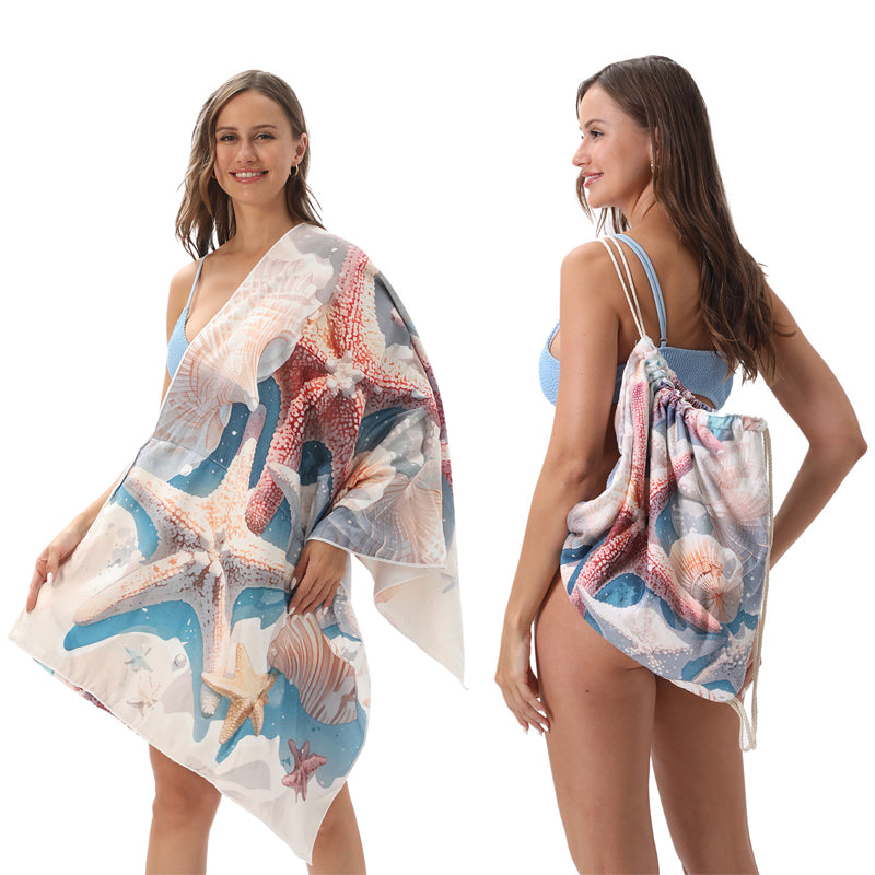 2-in-1 Printed Beach Towel Backpack