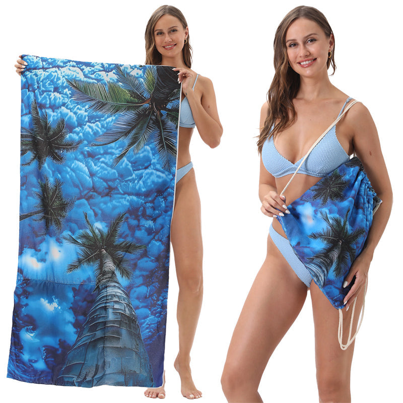 2-in-1 Printed Beach Towel Backpack