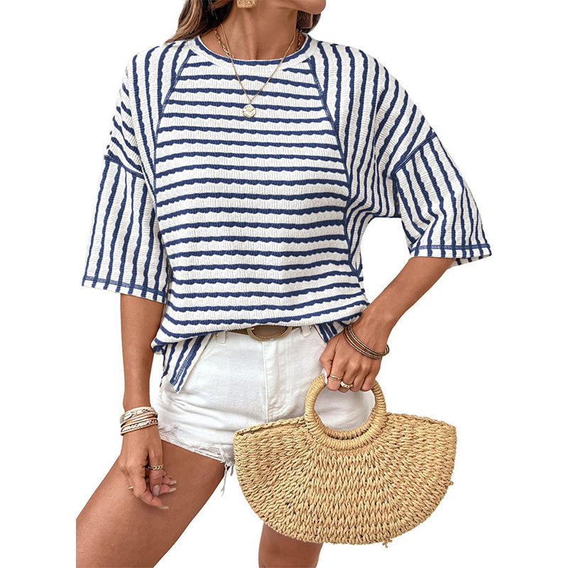 🔥HOT SALE 50% OFF✨Women's Striped Relaxed Fit T-Shirt