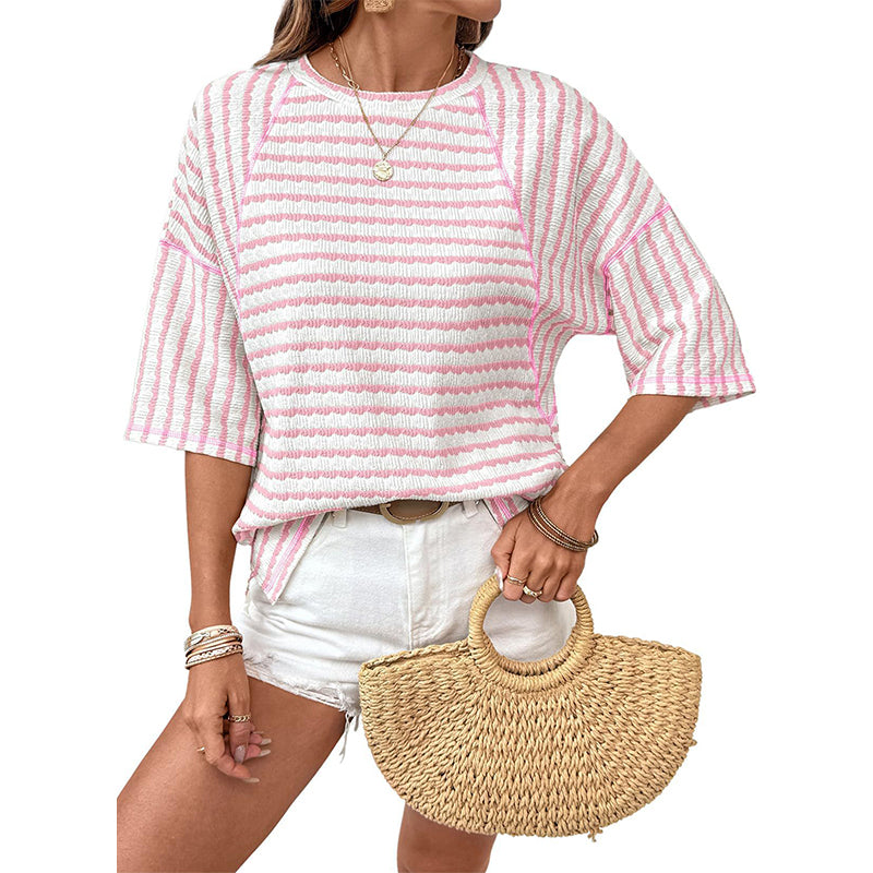 🔥HOT SALE 50% OFF✨Women's Striped Relaxed Fit T-Shirt