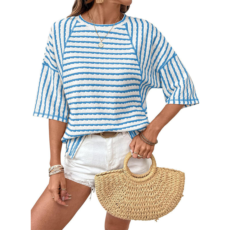 🔥HOT SALE 50% OFF✨Women's Striped Relaxed Fit T-Shirt
