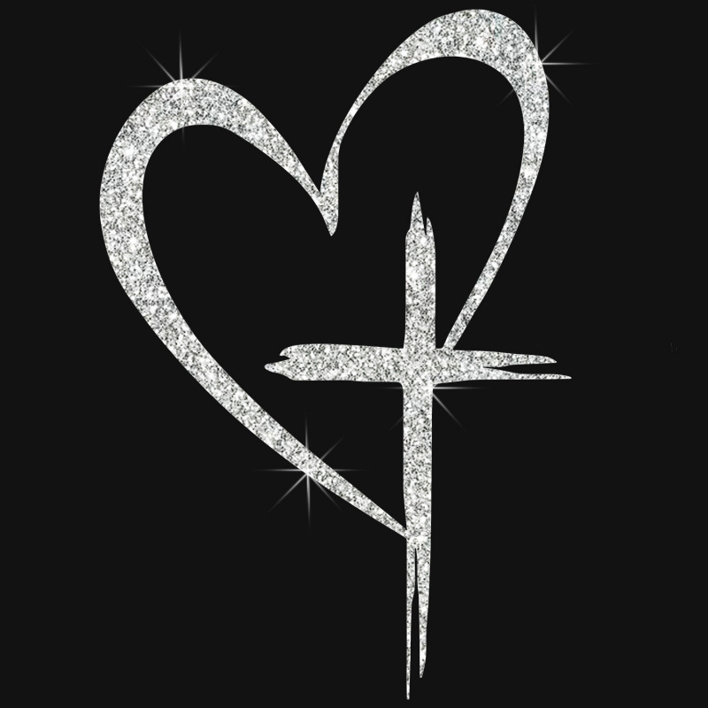 🔥BUY 1 GET 1 FREE🔥 Glitter Heart Cross Car Decal Sticker