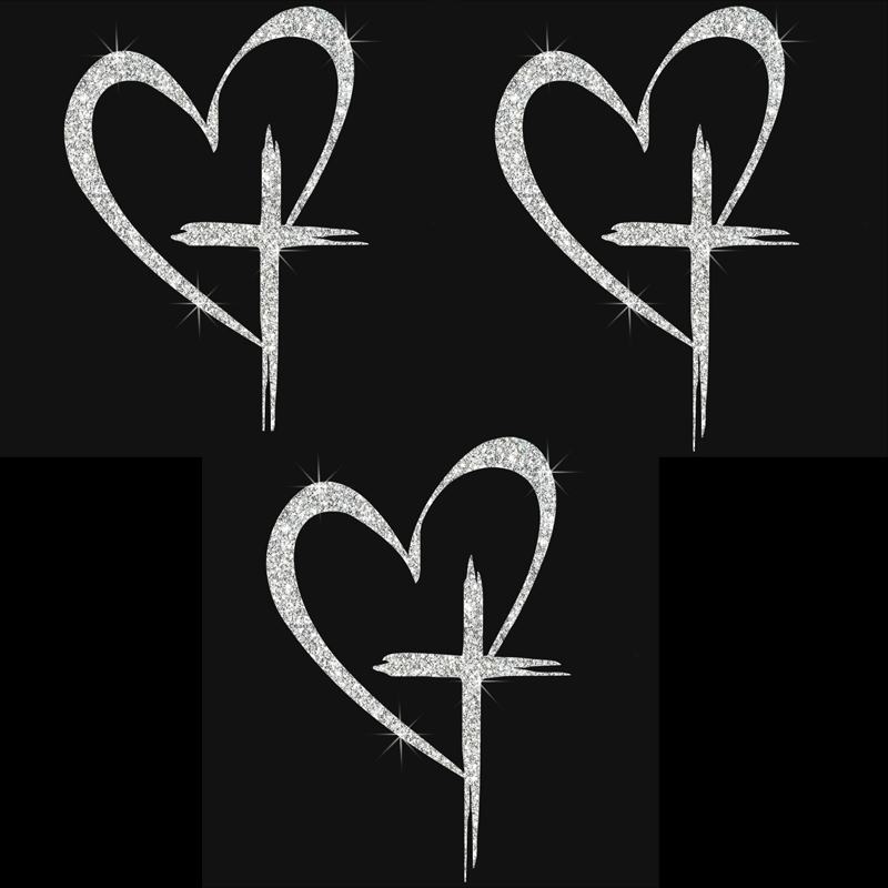 🔥BUY 1 GET 1 FREE🔥 Glitter Heart Cross Car Decal Sticker