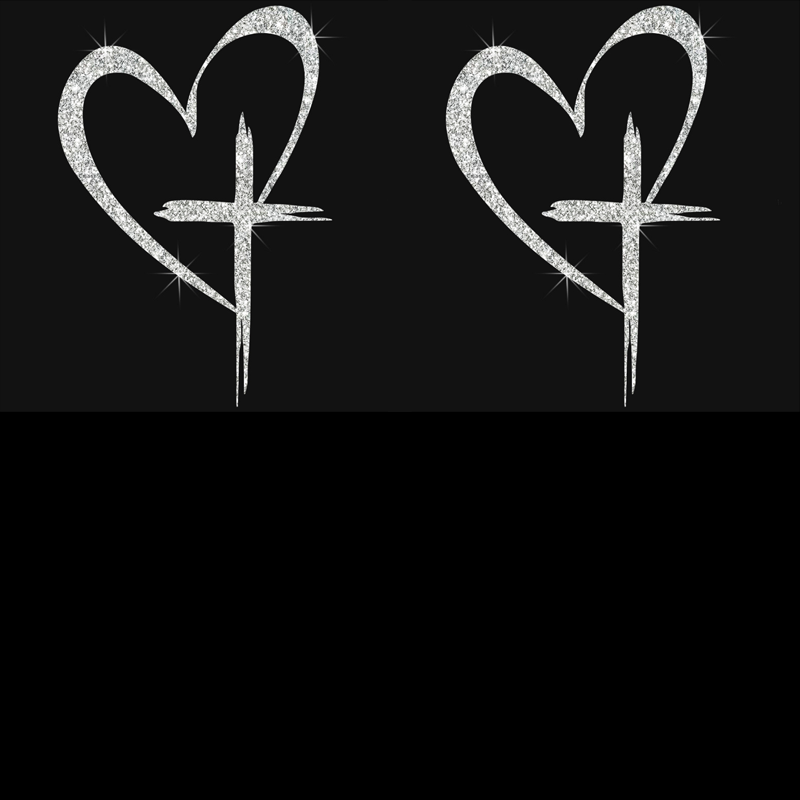 🔥BUY 1 GET 1 FREE🔥 Glitter Heart Cross Car Decal Sticker