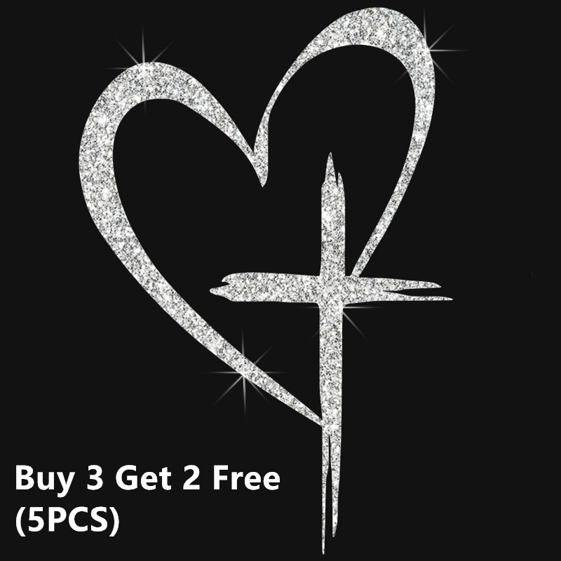 🔥BUY 1 GET 1 FREE🔥 Glitter Heart Cross Car Decal Sticker