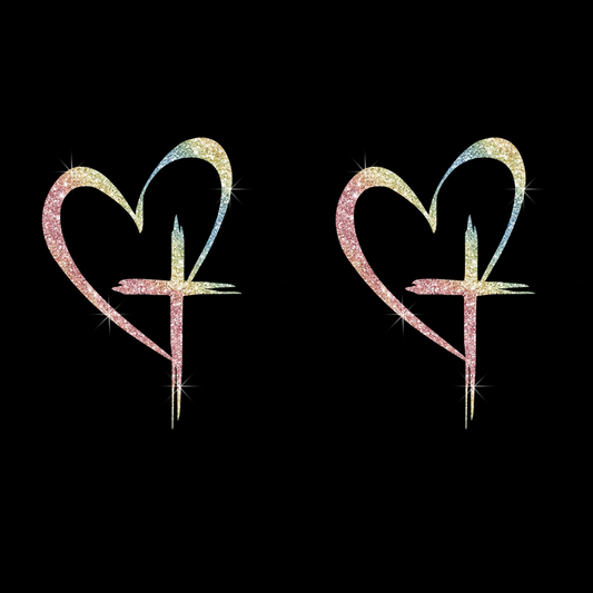 🔥BUY 1 GET 1 FREE🔥 Glitter Heart Cross Car Decal Sticker