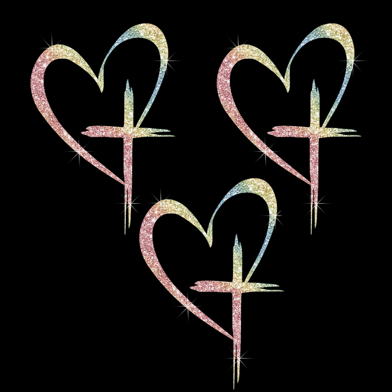 🔥BUY 1 GET 1 FREE🔥 Glitter Heart Cross Car Decal Sticker