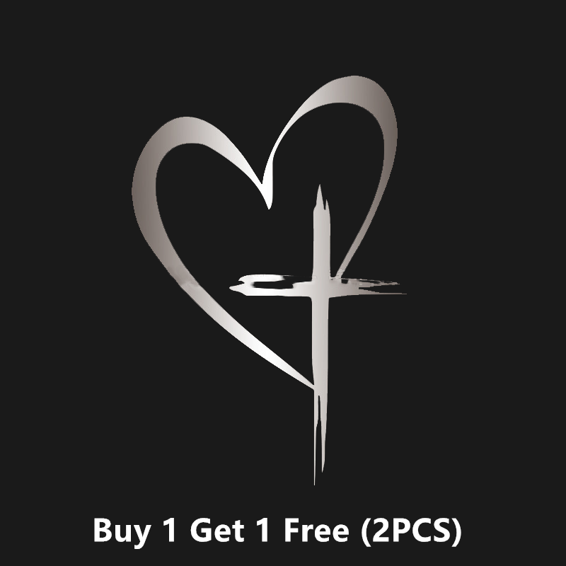 🔥BUY 1 GET 1 FREE🔥 Glitter Heart Cross Car Decal Sticker