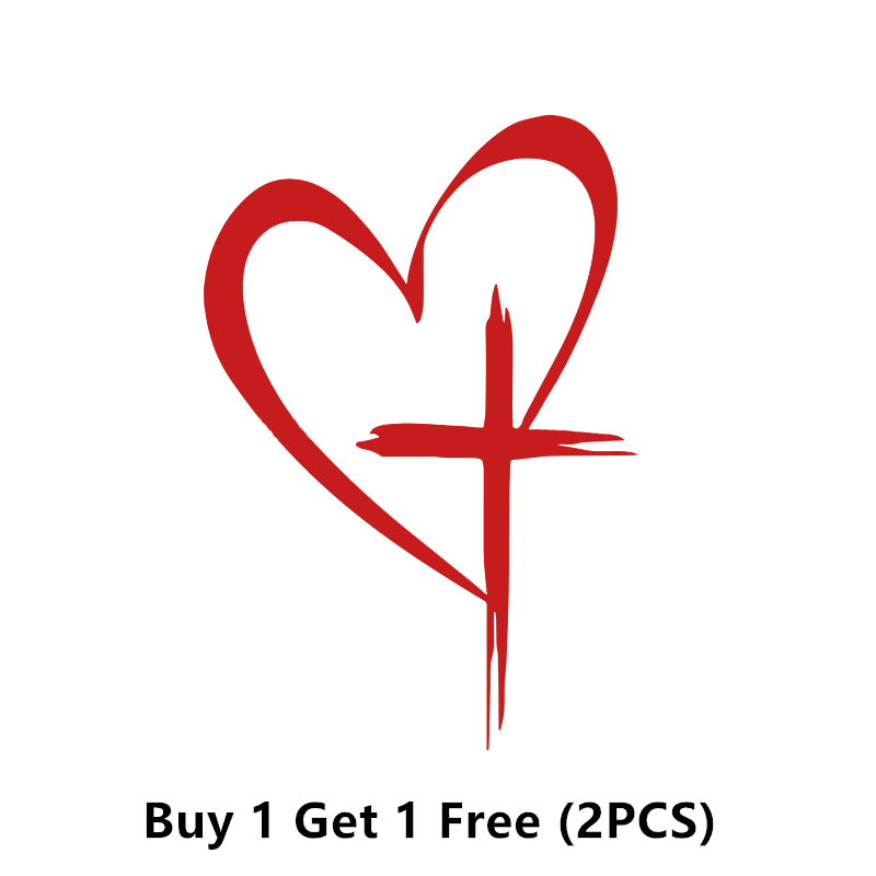 🔥BUY 1 GET 1 FREE🔥 Glitter Heart Cross Car Decal Sticker