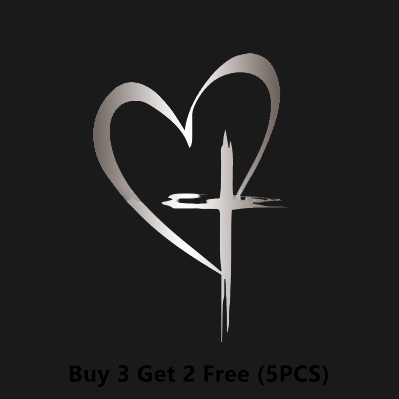 🔥BUY 1 GET 1 FREE🔥 Glitter Heart Cross Car Decal Sticker