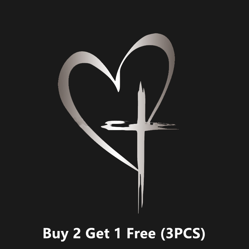🔥BUY 1 GET 1 FREE🔥 Glitter Heart Cross Car Decal Sticker