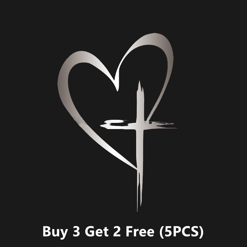 🔥BUY 1 GET 1 FREE🔥 Glitter Heart Cross Car Decal Sticker
