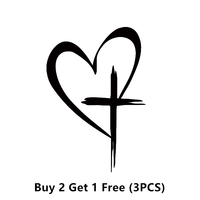🔥BUY 1 GET 1 FREE🔥 Glitter Heart Cross Car Decal Sticker