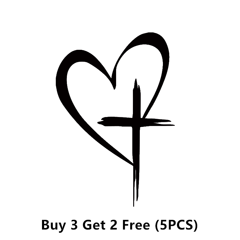 🔥BUY 1 GET 1 FREE🔥 Glitter Heart Cross Car Decal Sticker