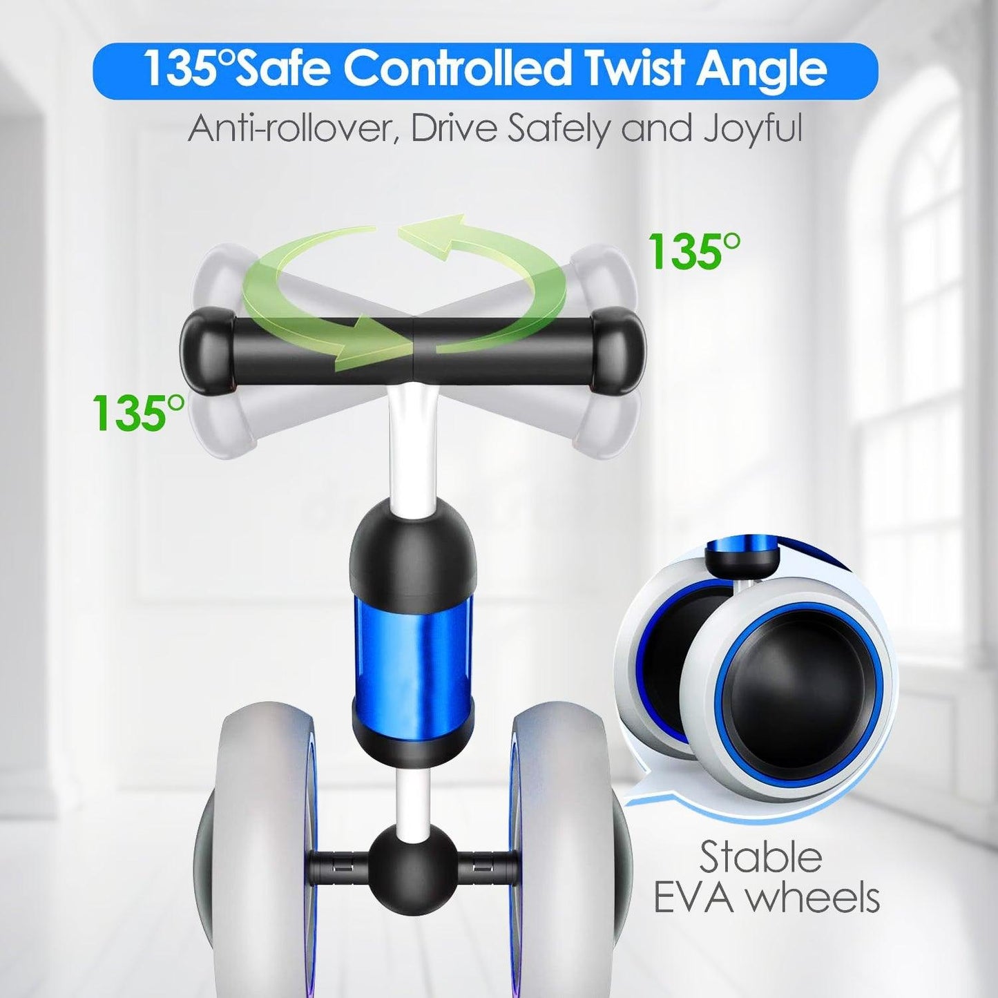 Toddler Balance Bike - Baby Bike Blue Kids Trike No Pedal Free Toddler For 1-2 Year Old