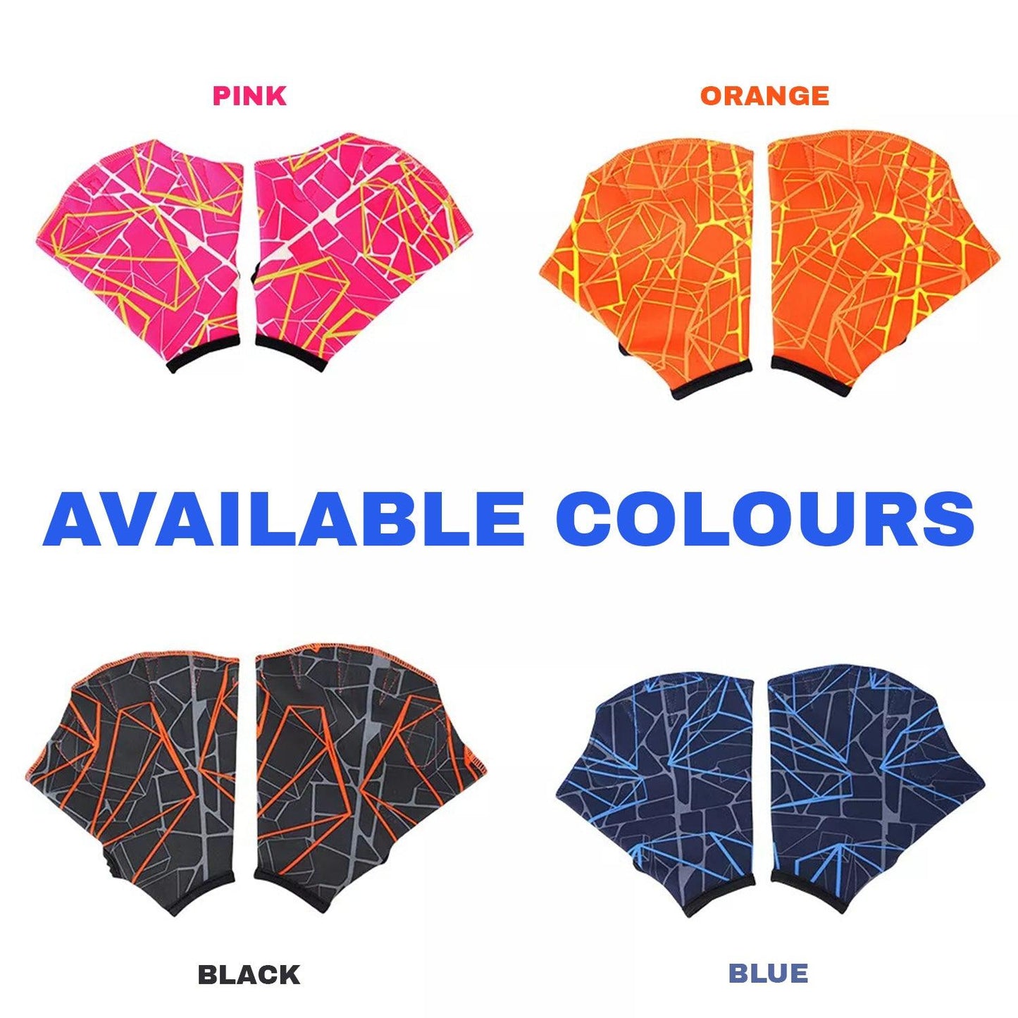 Swimming Hand Paddles - 1 Pair Swim Hand Fins Flippers Finger Webbed Gloves Water Sports Gloves