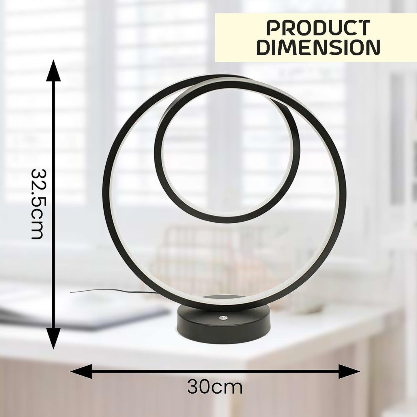 Living Room Table Lamp - Black Loop Table Lamp Touch Light Integrated Led Warm White Bedside Living Room