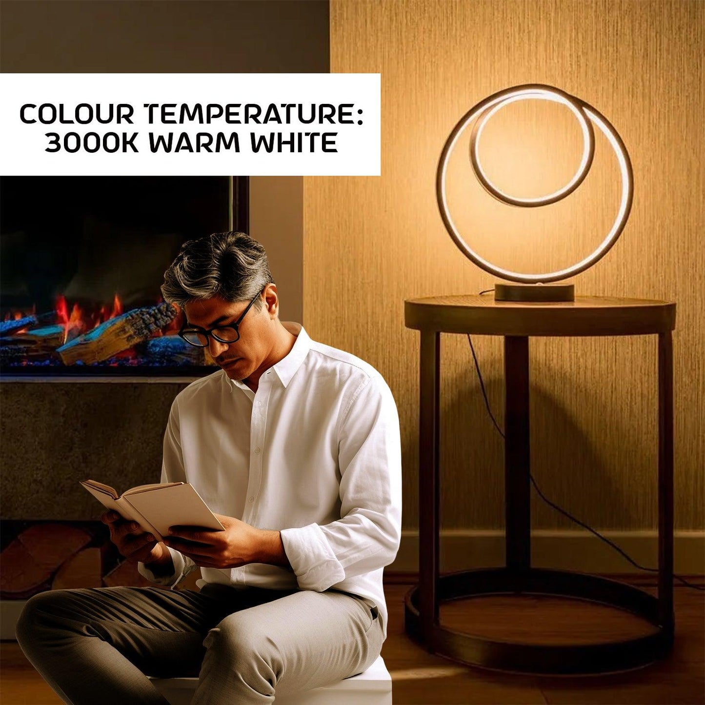 Living Room Table Lamp - Black Loop Table Lamp Touch Light Integrated Led Warm White Bedside Living Room