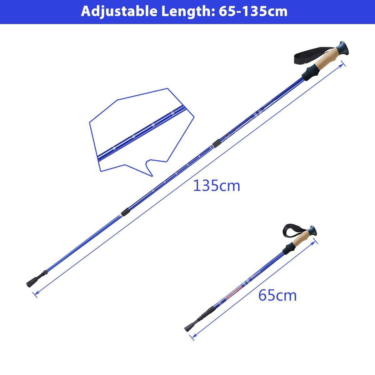 Adjustable Hiking Pole - Telescopic Walking Poles Set 3-Section Anti Shock Trekking Stick