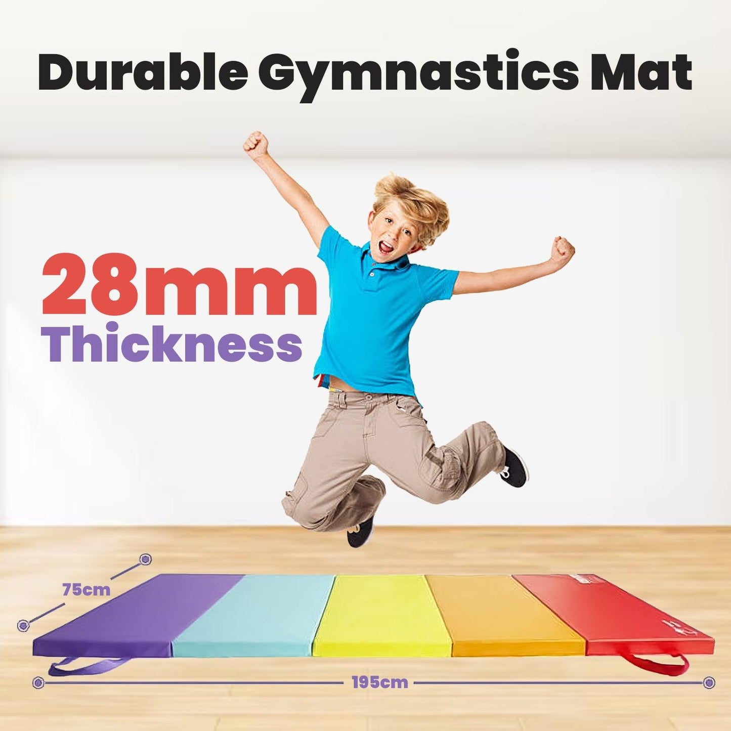 Thick Exercise Mat - 5-panel Folding Gymnastics Tumbling Mat With Carrying Handles