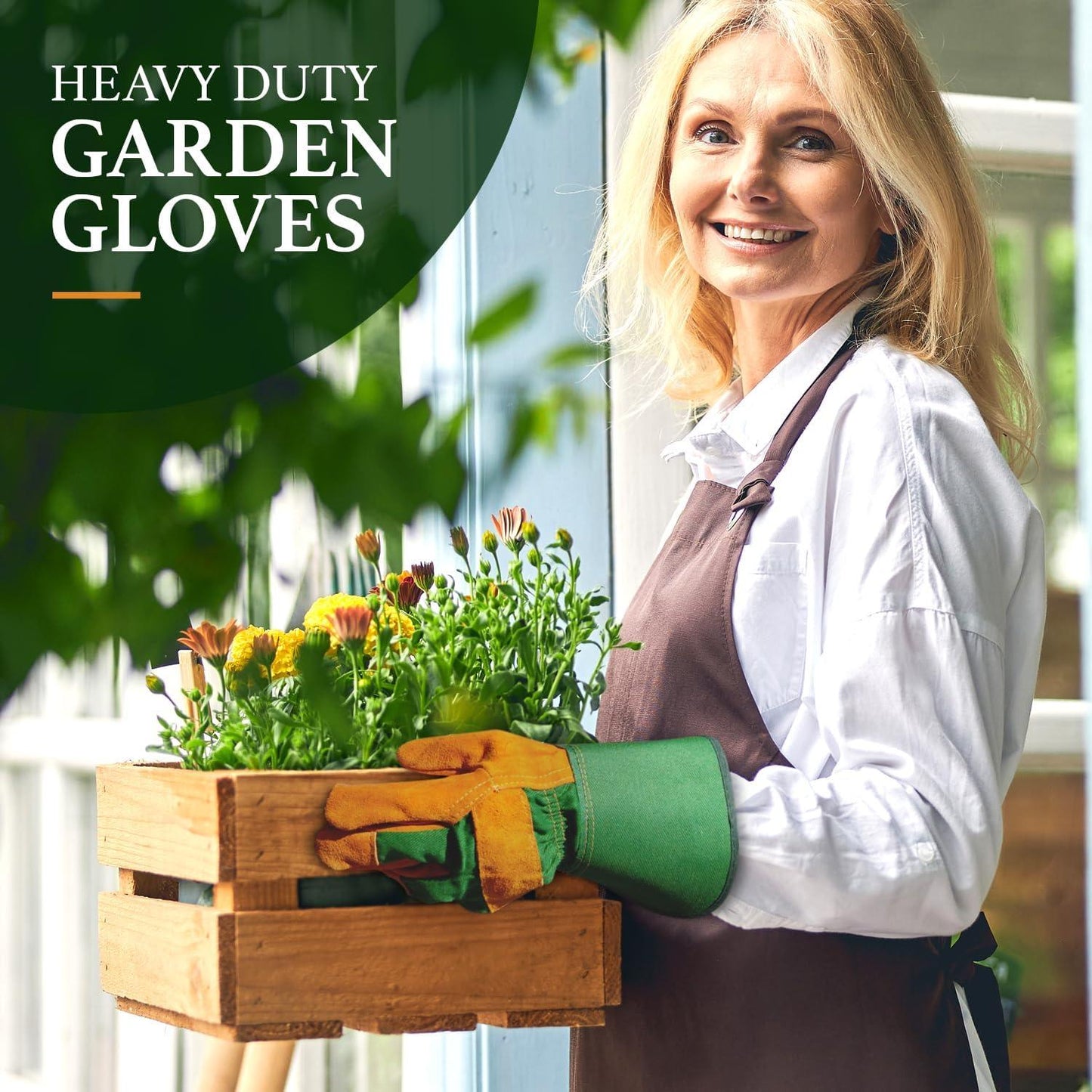 Thorn Proof Garden Gloves - Leather Gardening Gloves Thorn Proof Ladies Men Safety Suede Heavy Duty Garden