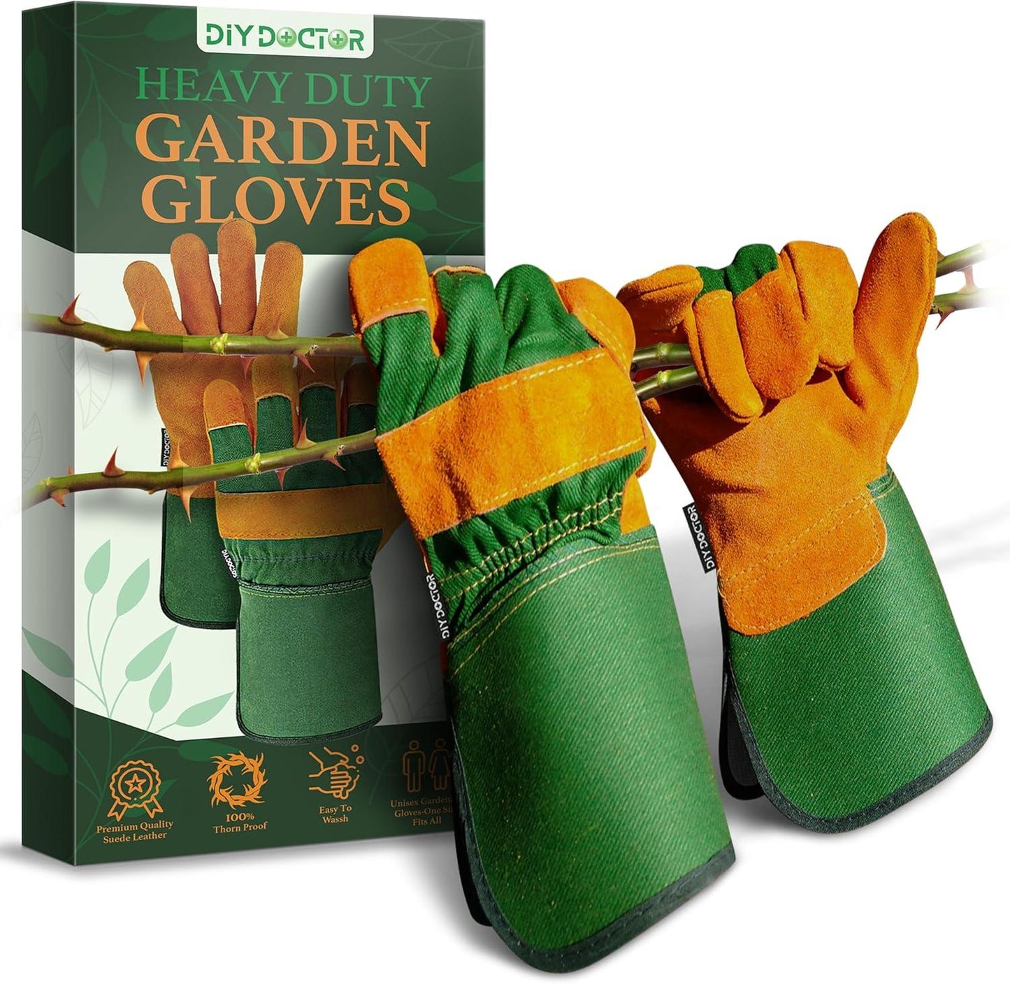Thorn Proof Garden Gloves - Leather Gardening Gloves Thorn Proof Ladies Men Safety Suede Heavy Duty Garden