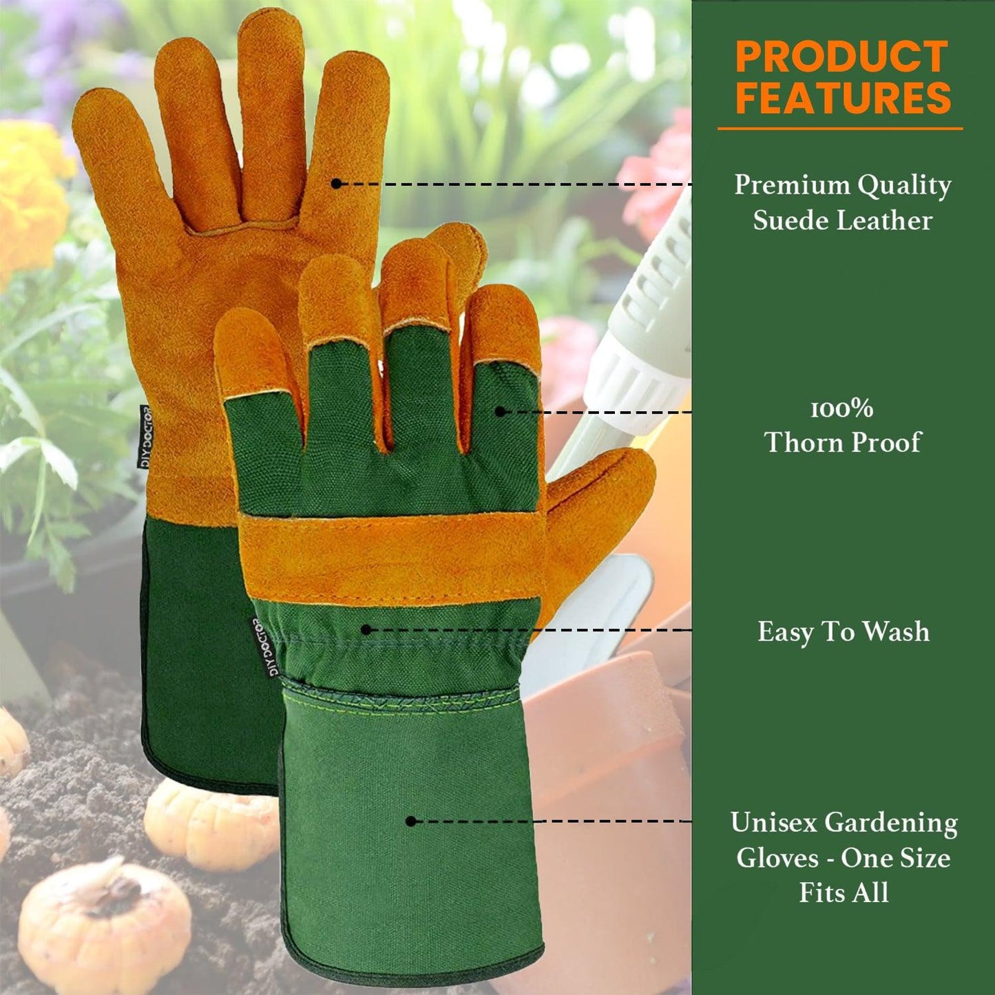 Thorn Proof Garden Gloves - Leather Gardening Gloves Thorn Proof Ladies Men Safety Suede Heavy Duty Garden