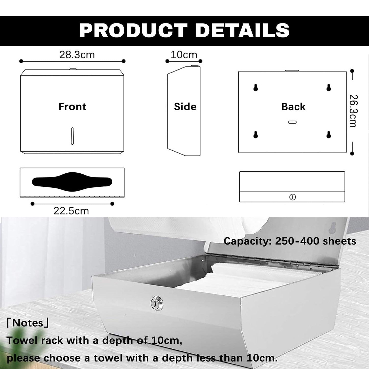 Bathroom Tissue Dispenser - Hand Paper Towel Dispenser Home Toilet Holder Wall Mounted Bathroom Tissue Box