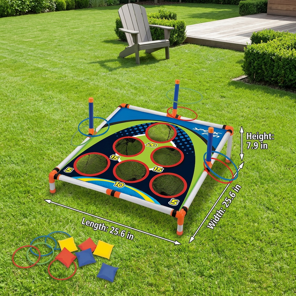 2-in-1 Cornhole & Ring Toss Game Set – Easy Setup for Garden & Travel