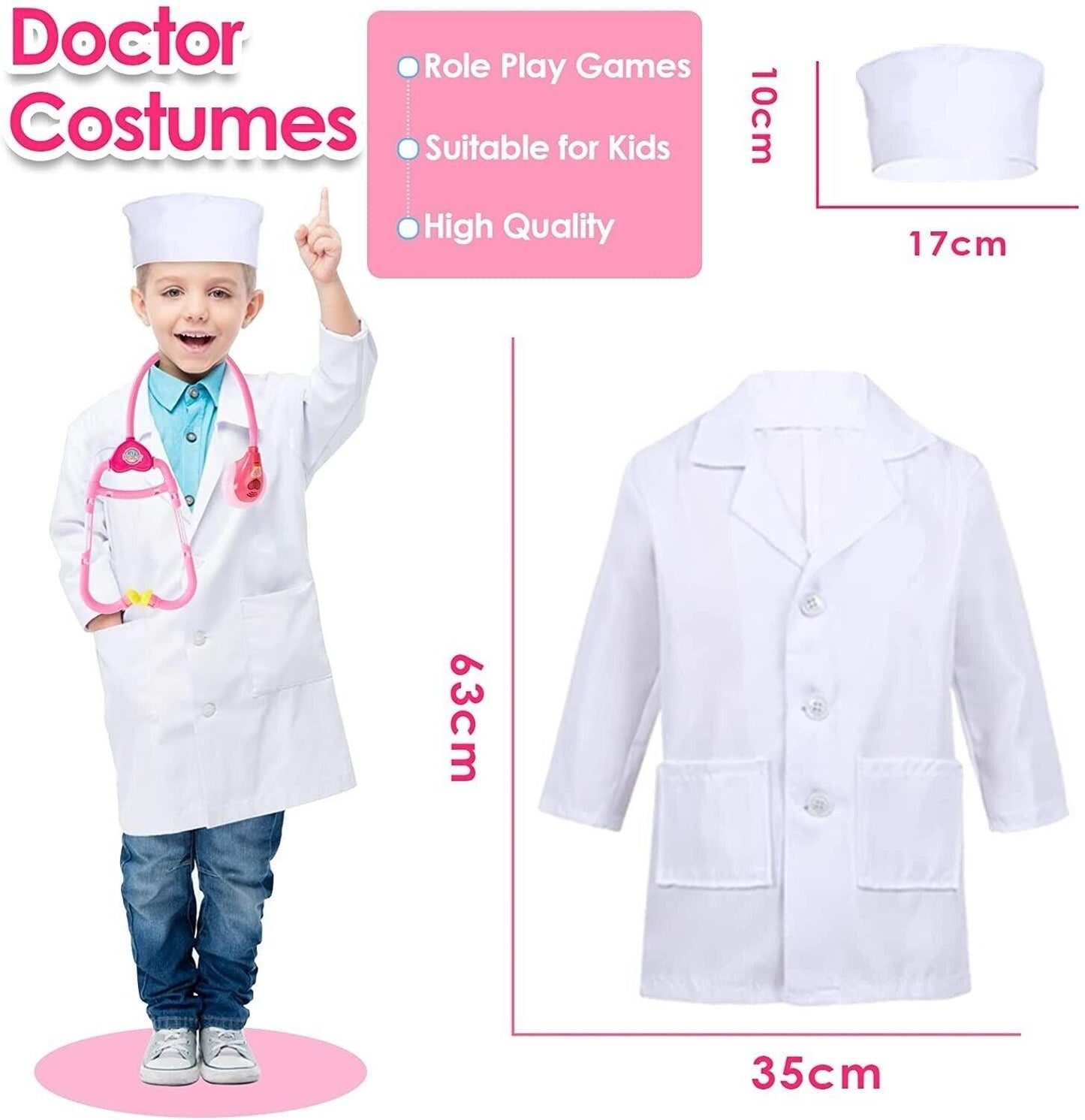 Realistic Doctors Kit - 35PCS Kids Doctors Set Nurse Dentist Kit Dress Up Costumes Pretend Play Toys