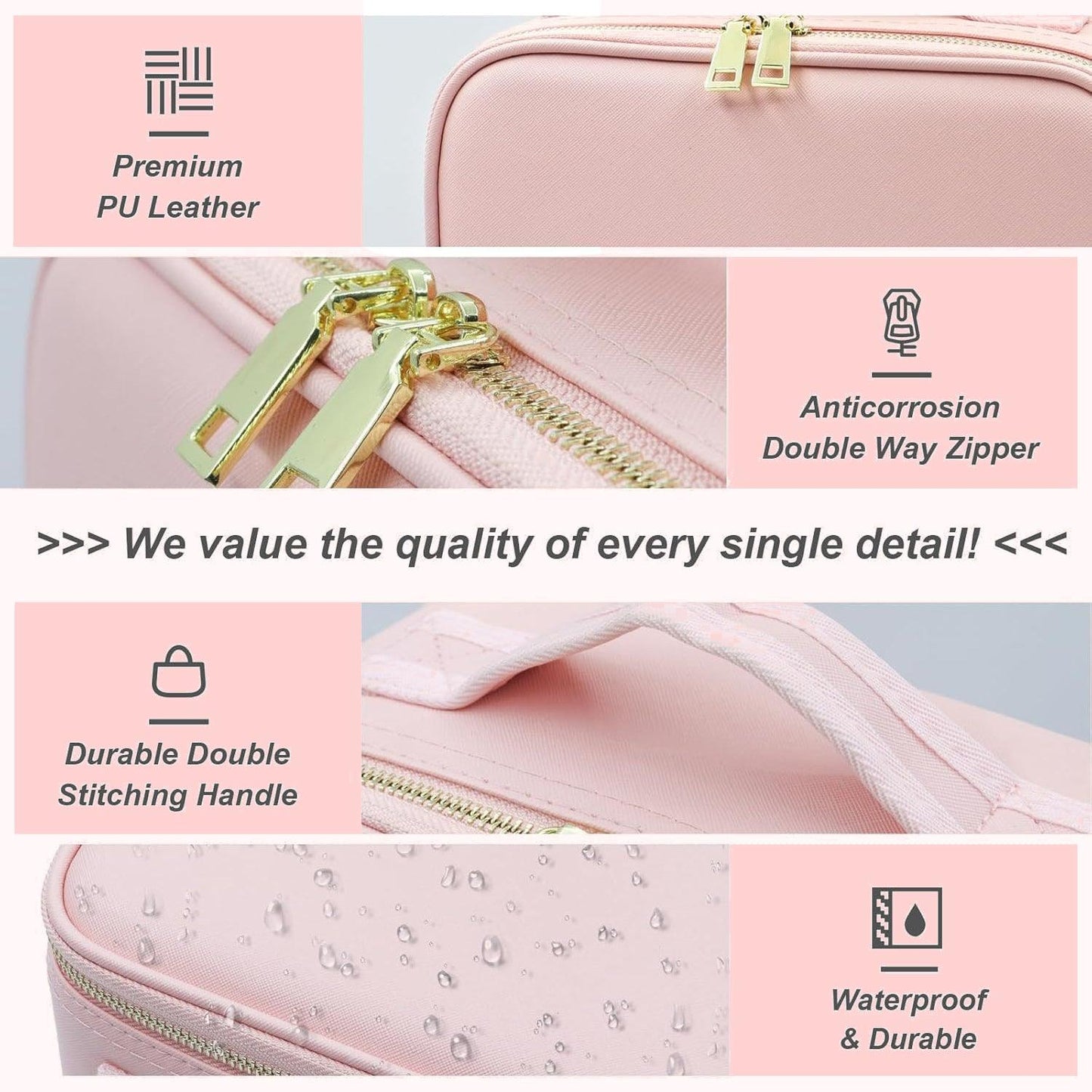 Travel Cosmetic Bag - Travel Makeup Bag With LED Mirror Vanity Case Beauty Box