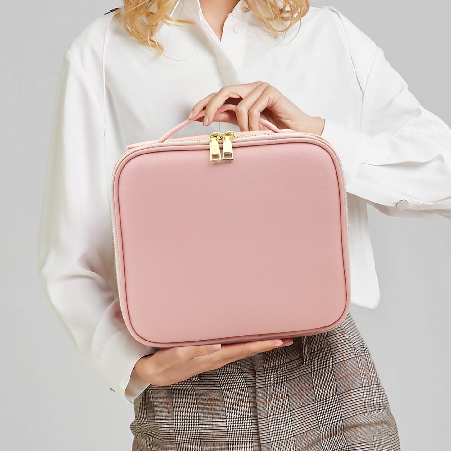 Travel Cosmetic Bag - Travel Makeup Bag With LED Mirror Vanity Case Beauty Box