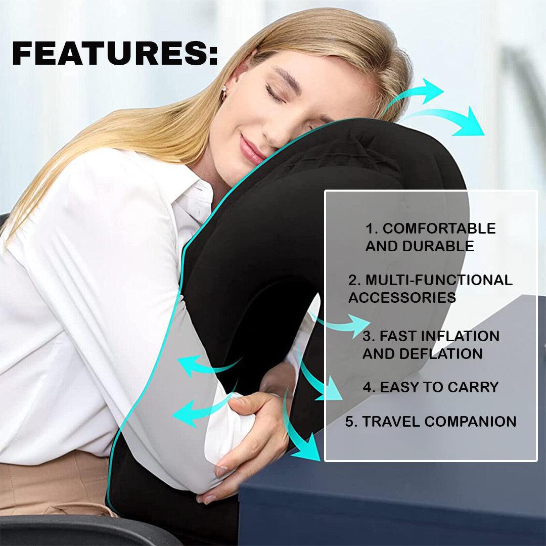 Inflatable Travel Pillow - Air Cushion Travel Pillow for Airplane Office Neck Head Chin Nap Rest