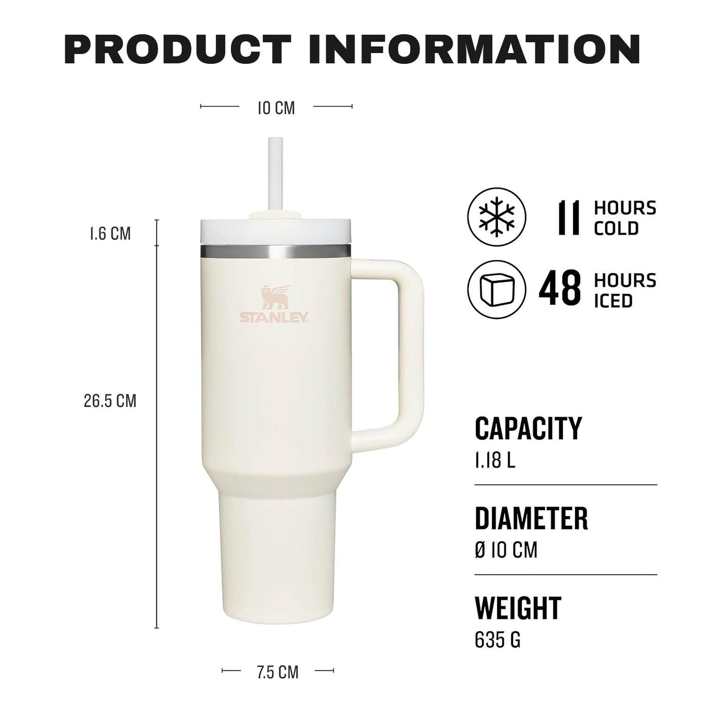 Insulated Straw Tumbler - 40 OZ Stanley Quencher H2.0 Tumbler with Straw Travel Mug for Cold or Hot Drinks Love Shack Fancy